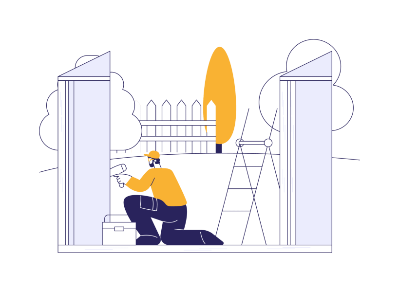 menuisier posant un portail dans le Morbihan